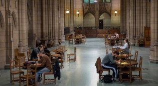Students studying inside the Cathedral of Learning